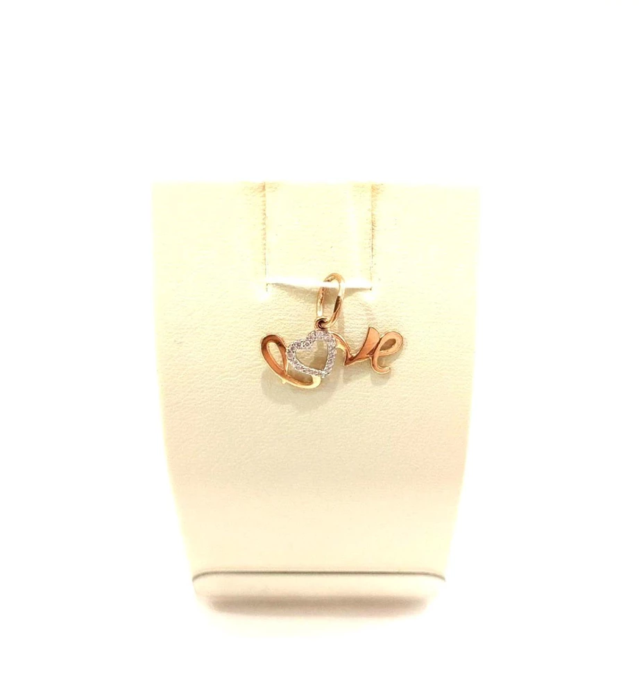 Подвес с фианитом из красного золота 585 пробы