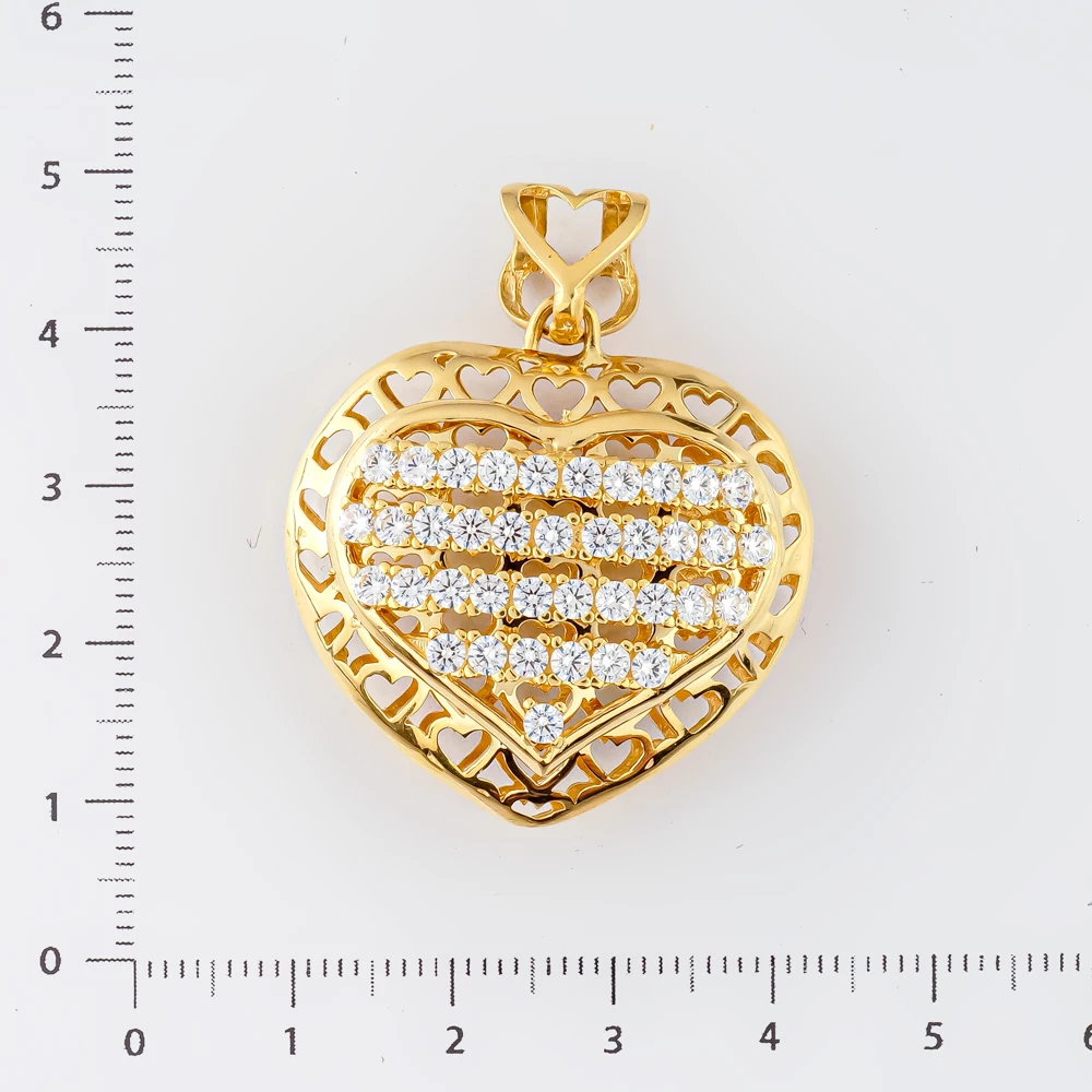 Подвес с фианитом из желтого золота 585 пробы