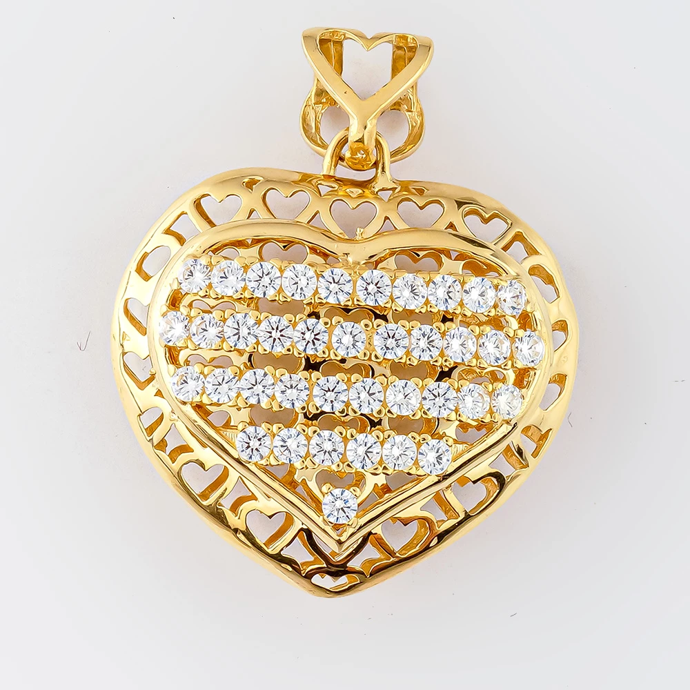 Подвес с фианитом из желтого золота 585 пробы