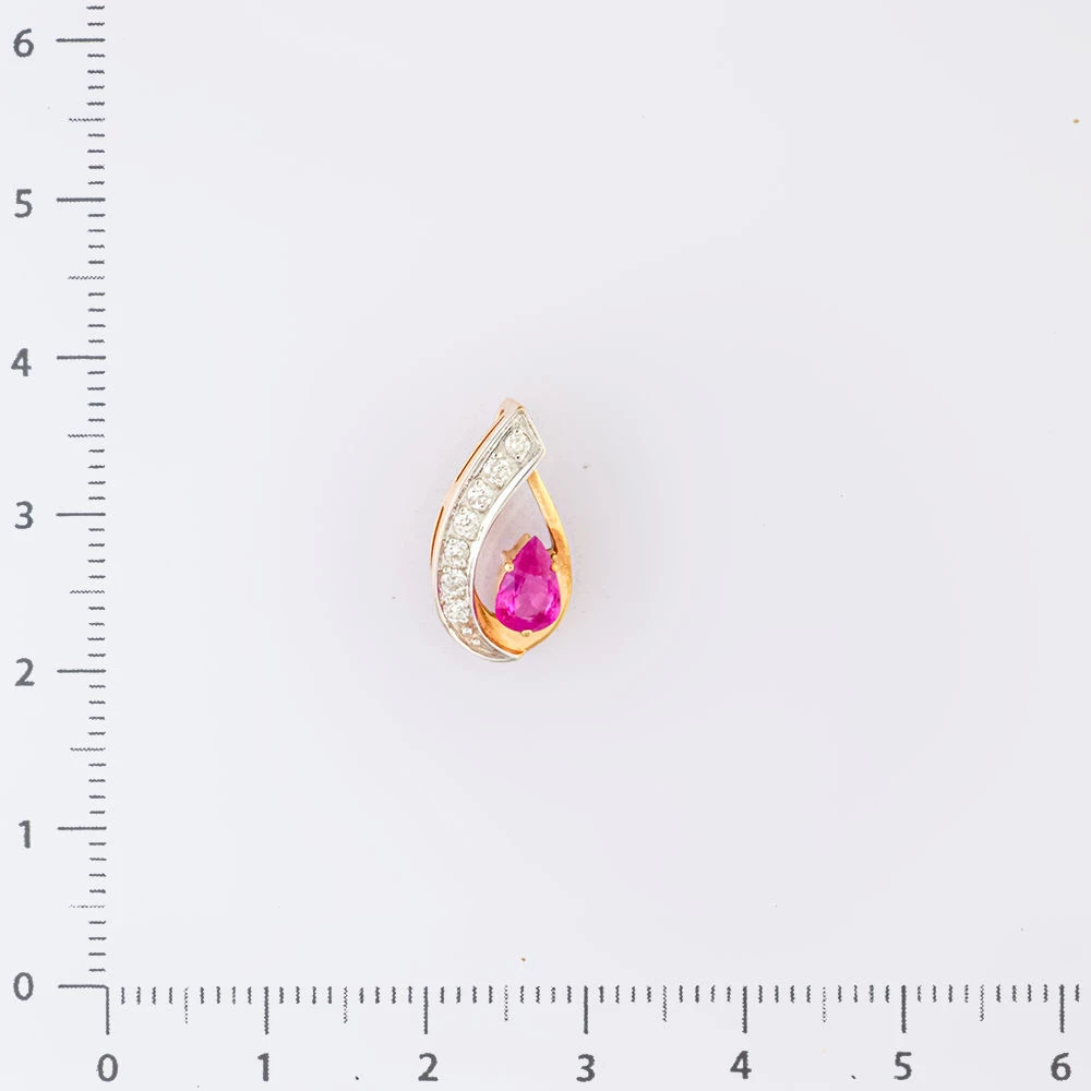 Подвес с рубином из красного золота 585 пробы