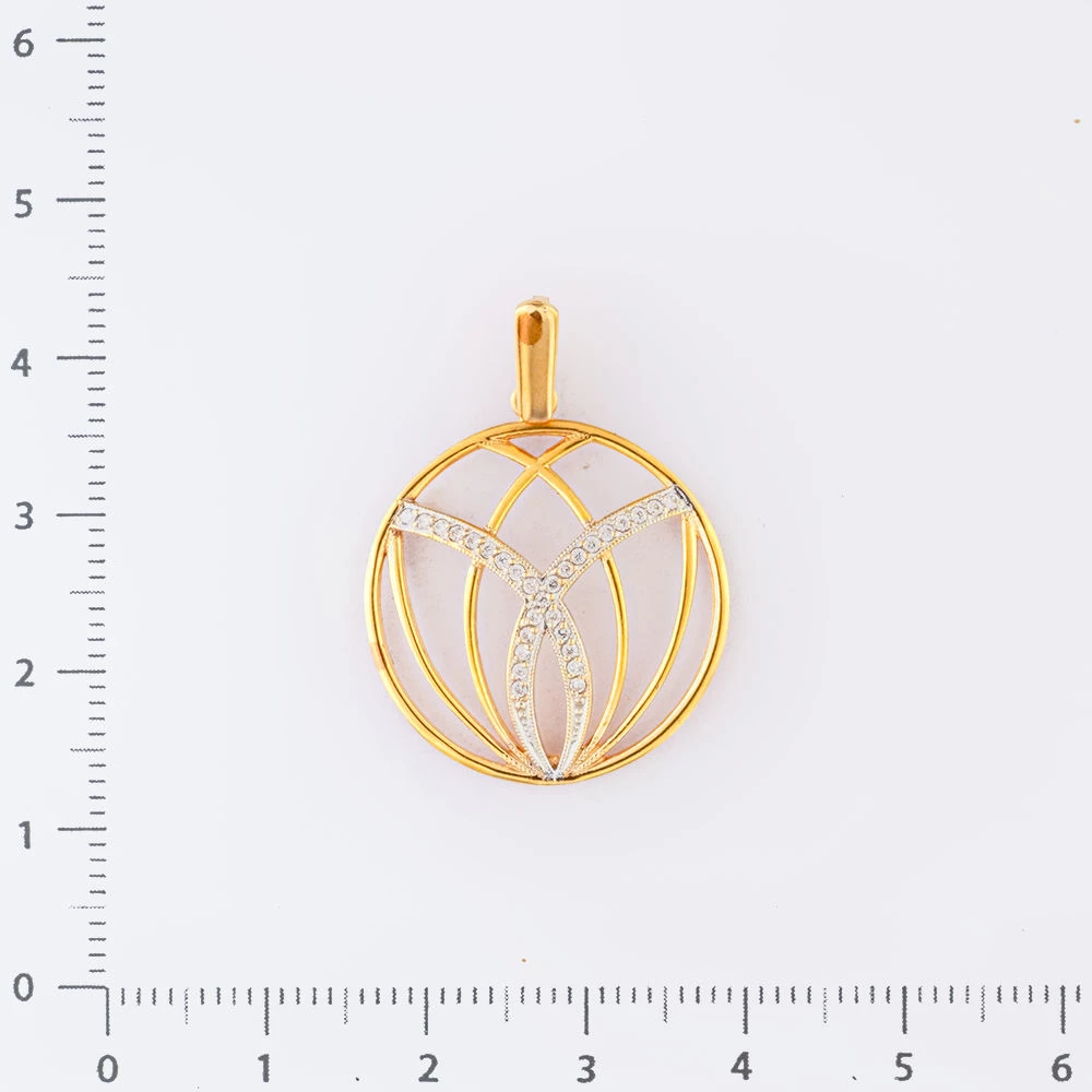 Подвес с фианитом из красного золота 585 пробы