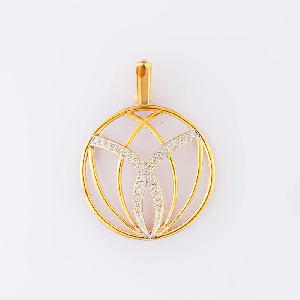 Подвес с фианитом из красного золота 585 пробы