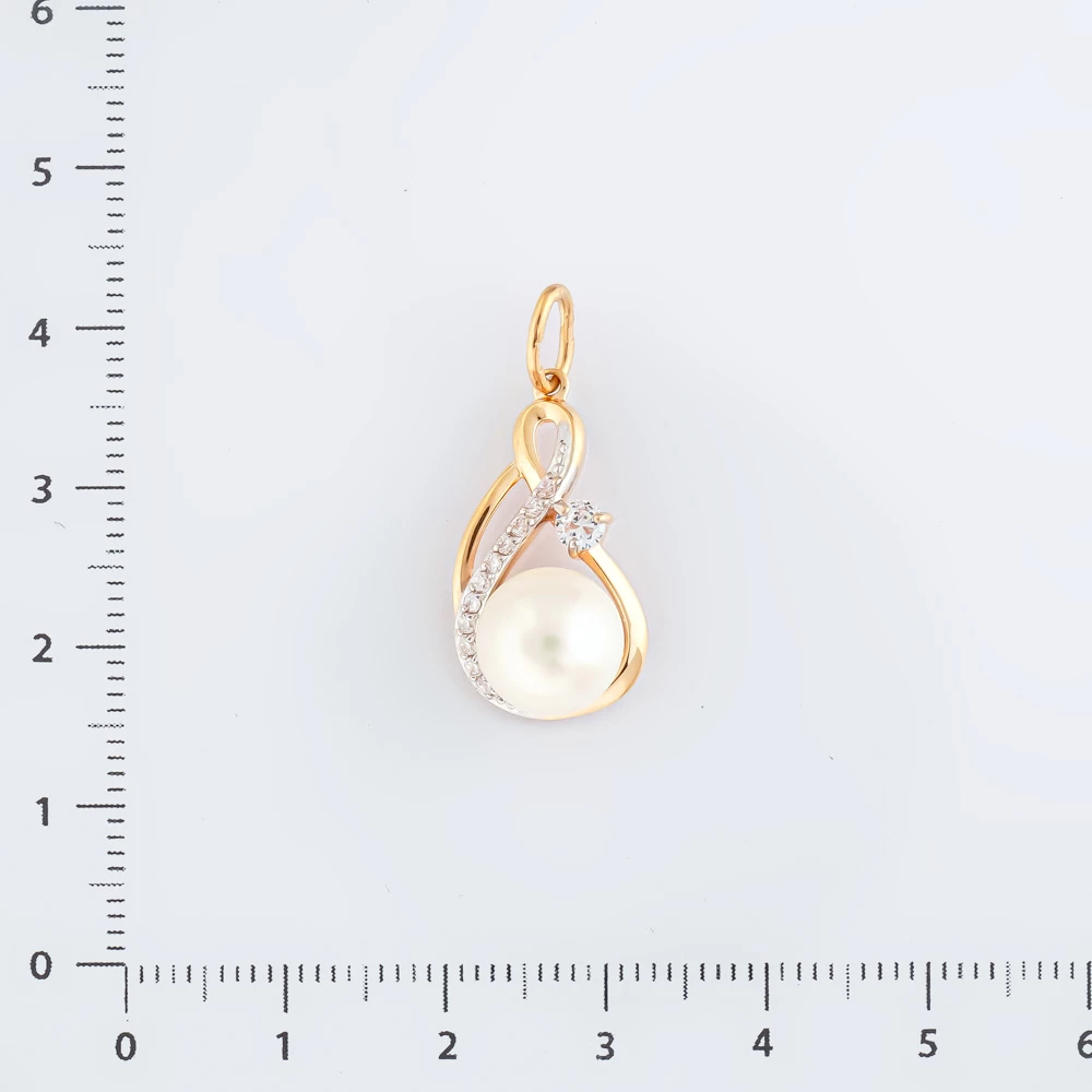 Подвес с культивированным жемчугом из красного золота 585 пробы