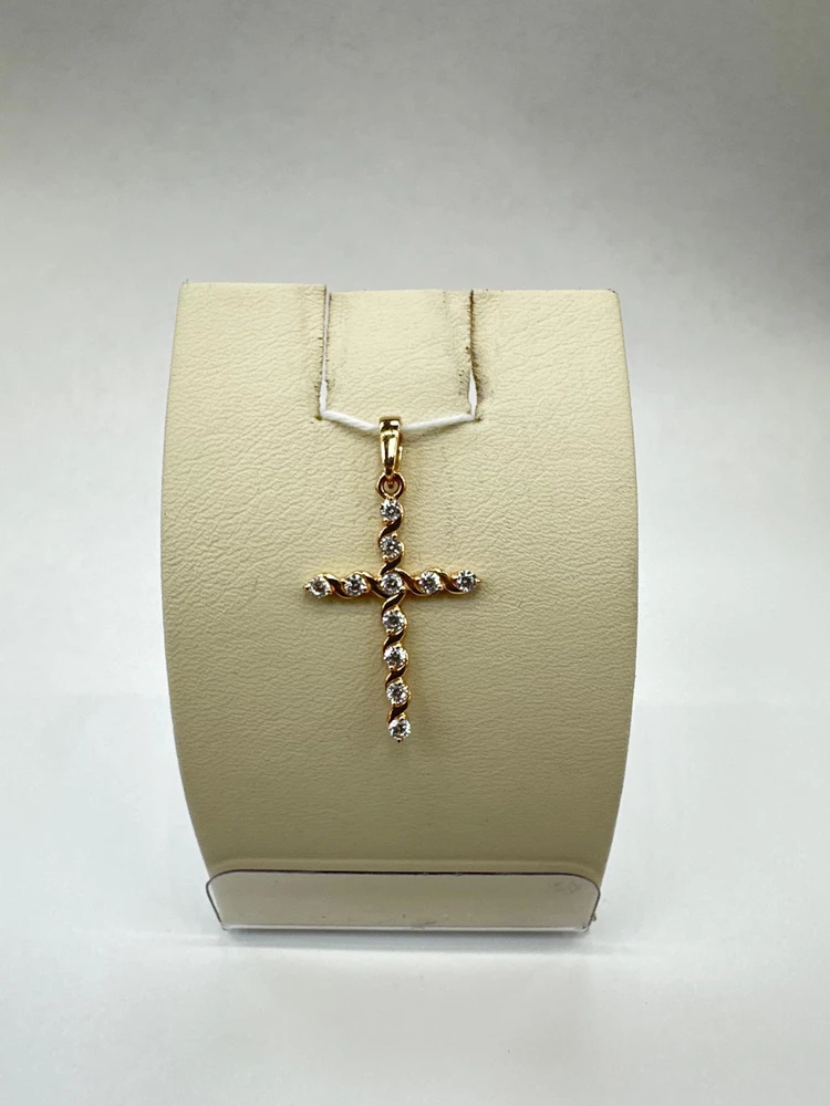 Подвес с фианитом из красного золота 585 пробы