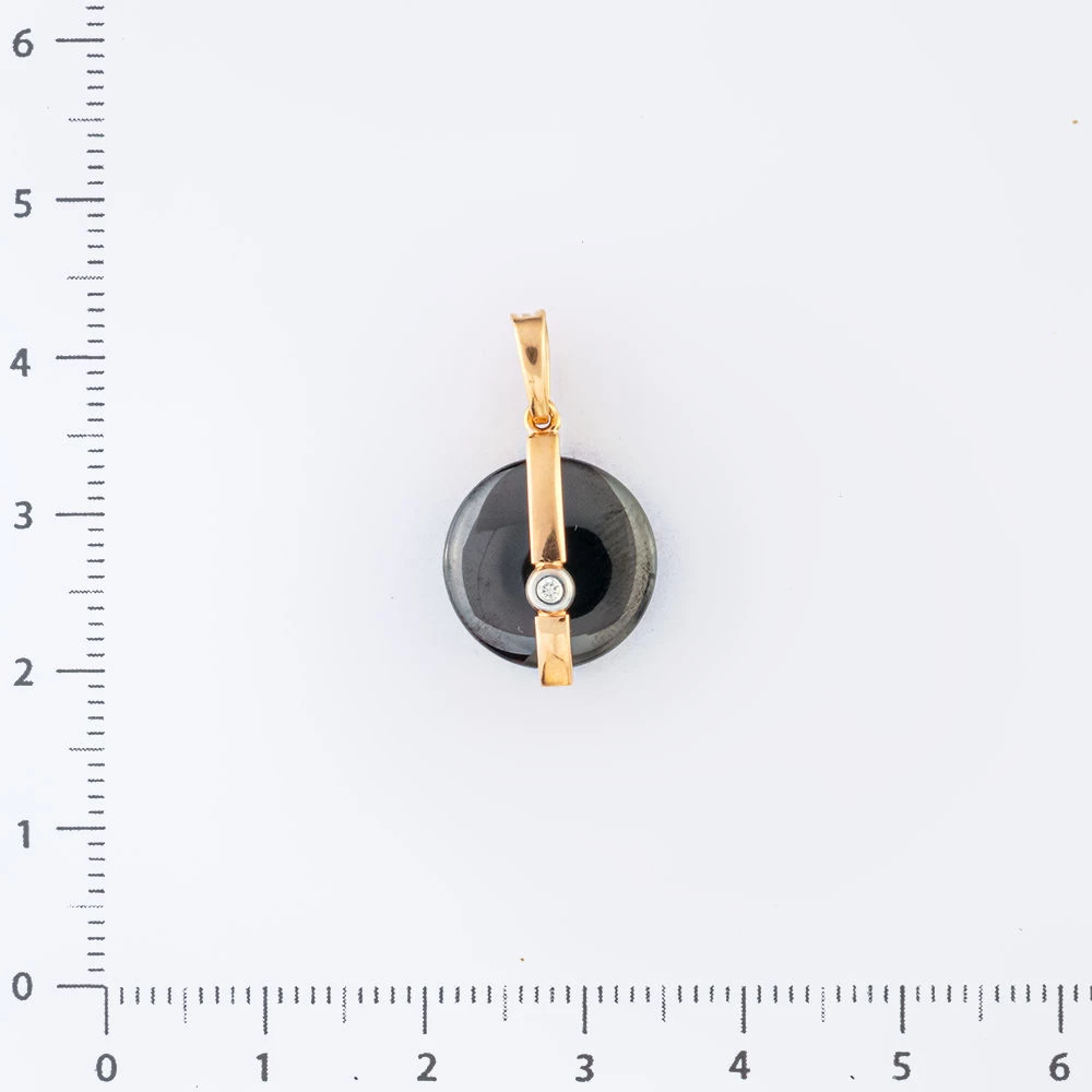 Подвес с гематитом из красного золота 585 пробы