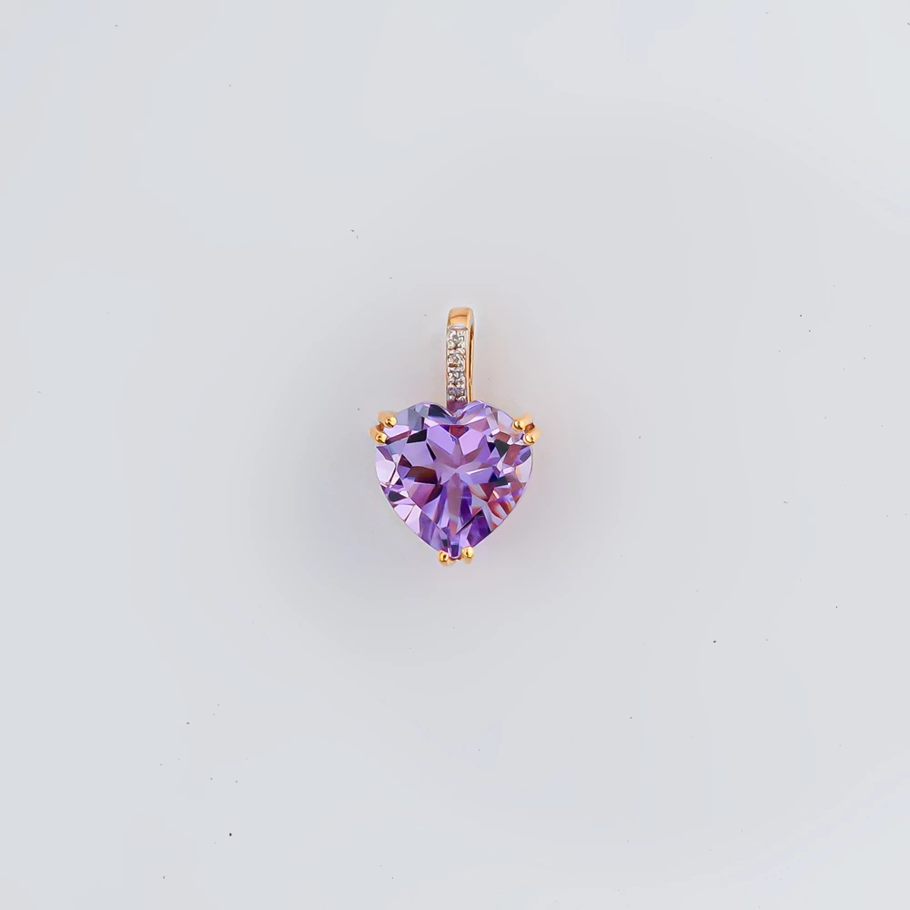 Подвес с аметистом из красного золота 585 пробы