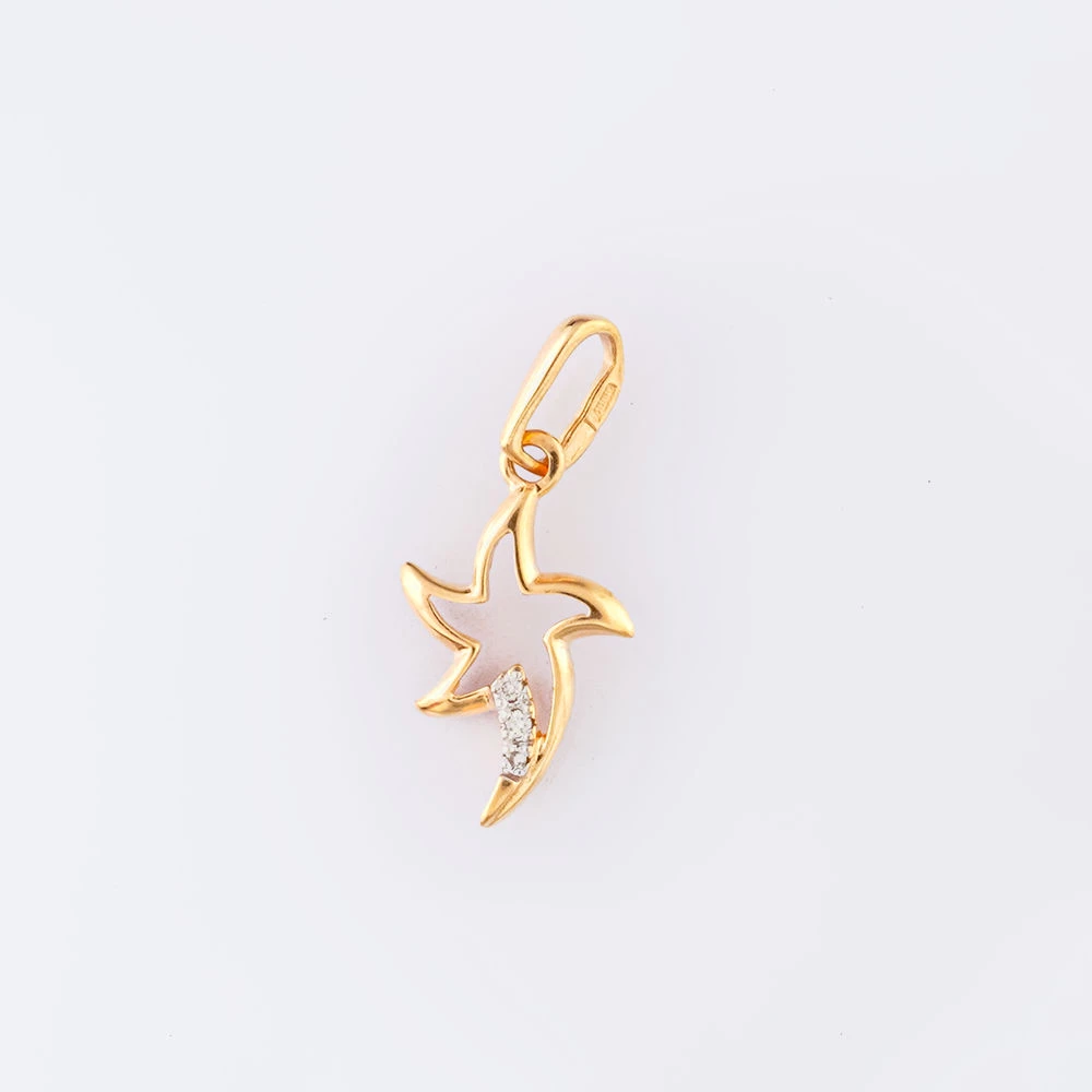 Подвес с бриллиантом из красного золота 585 пробы