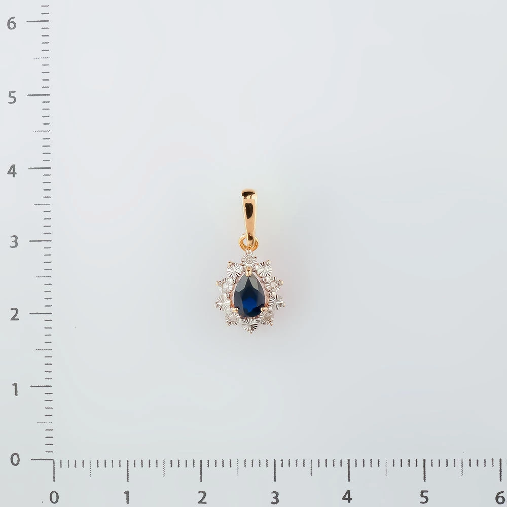 Подвес с сапфиром синтетическим из красного золота 585 пробы