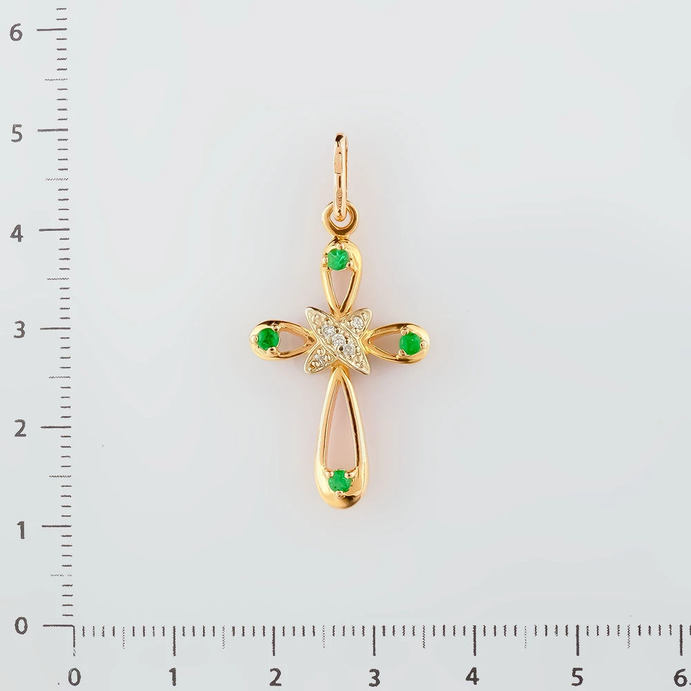 Подвес с изумрудом из желтого золота 585 пробы