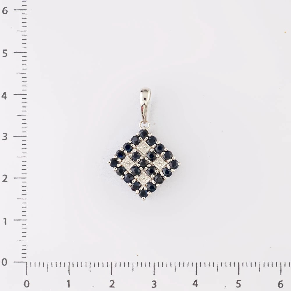 Подвес с сапфиром из белого золота 585 пробы