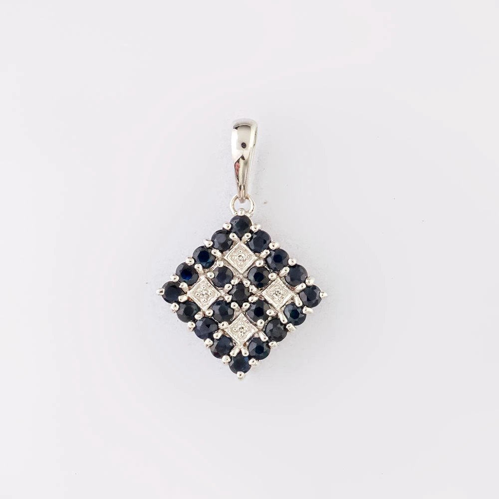 Подвес с сапфиром из белого золота 585 пробы