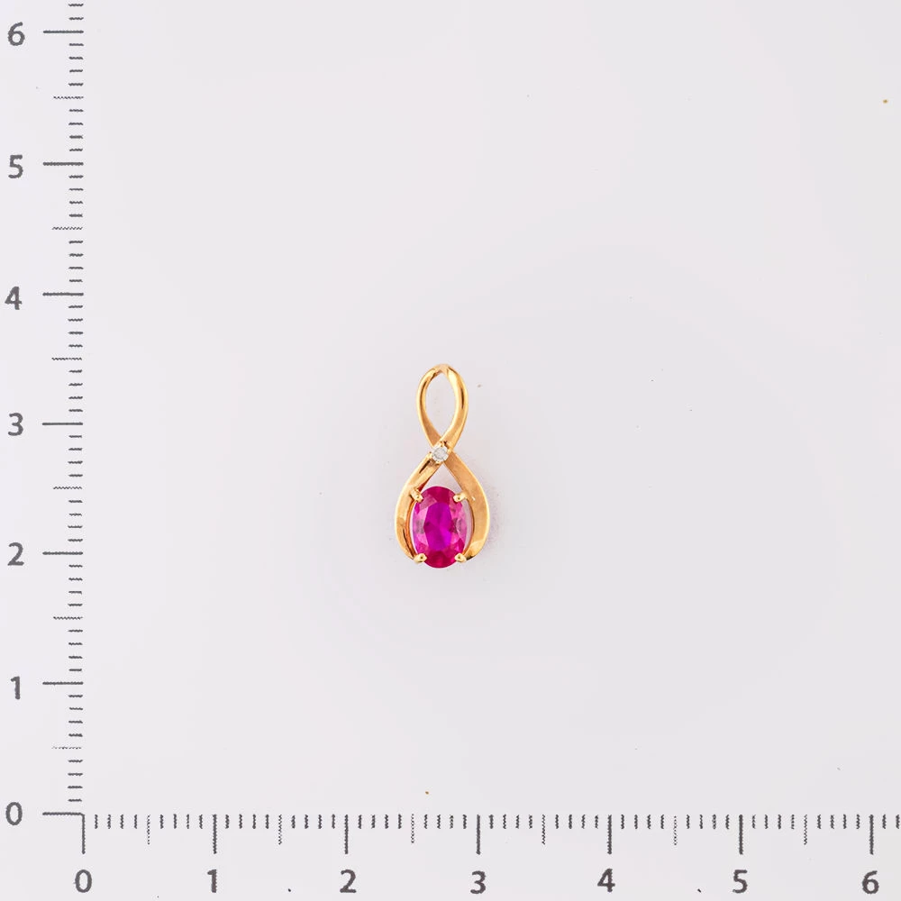 Подвес с рубином синтетическим из красного золота 375 пробы