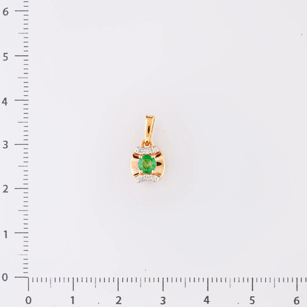 Подвес с изумрудом из красного золота 585 пробы