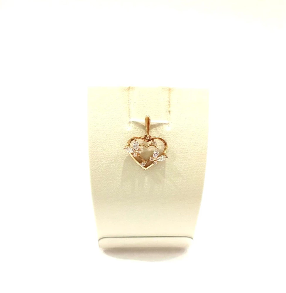 Подвес с фианитом из красного золота 585 пробы