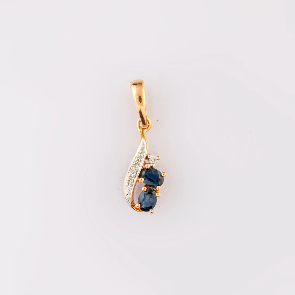 Подвес с сапфиром из красного золота 585 пробы