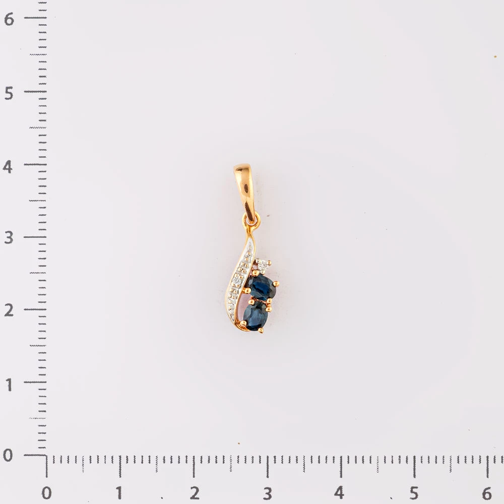 Подвес с сапфиром из красного золота 585 пробы