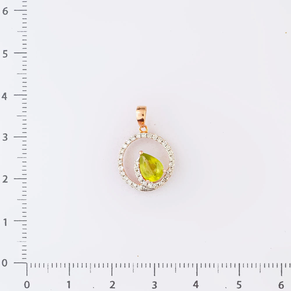 Подвес с хризолитом из красного золота 585 пробы