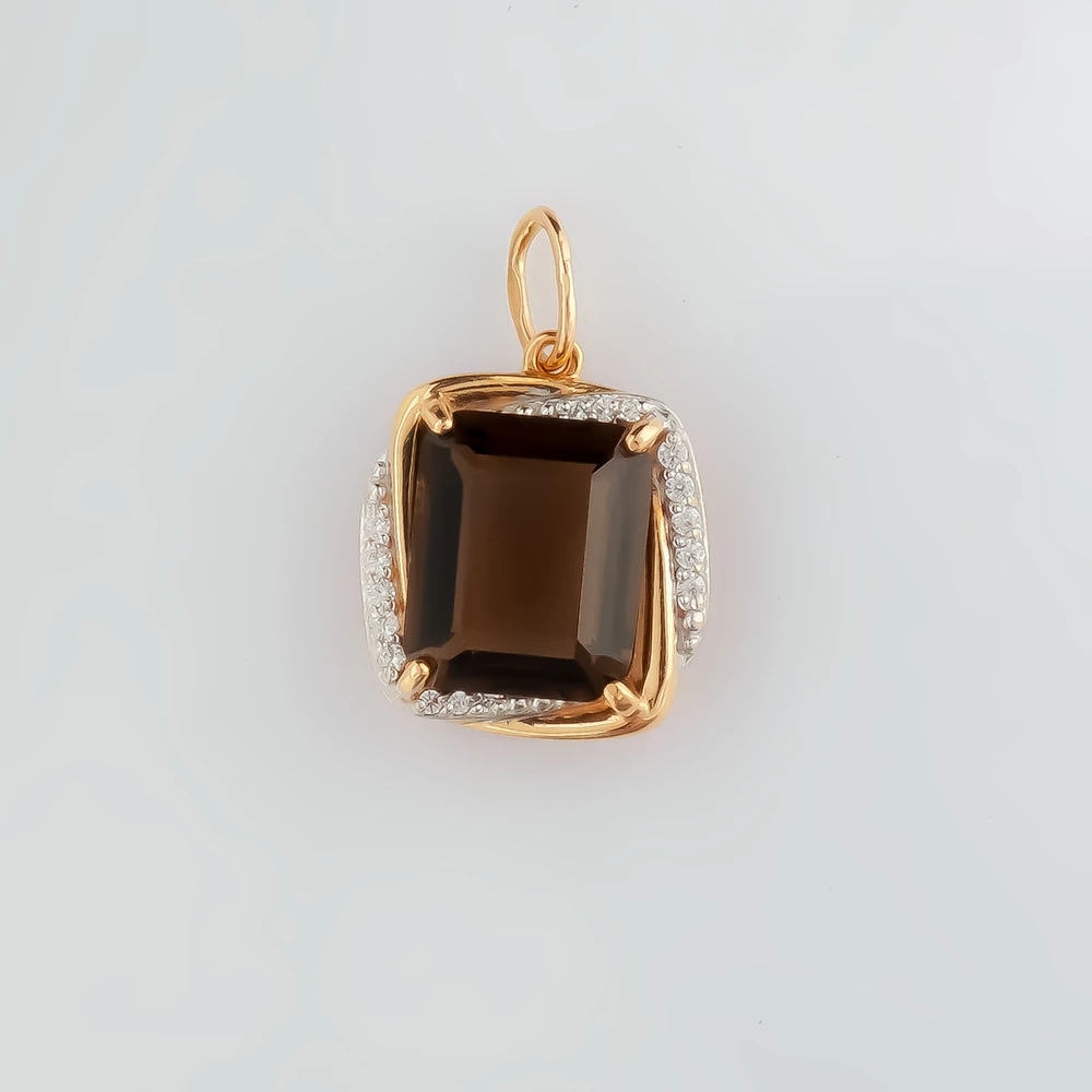 Подвес с раух-топазом из красного золота 585 пробы