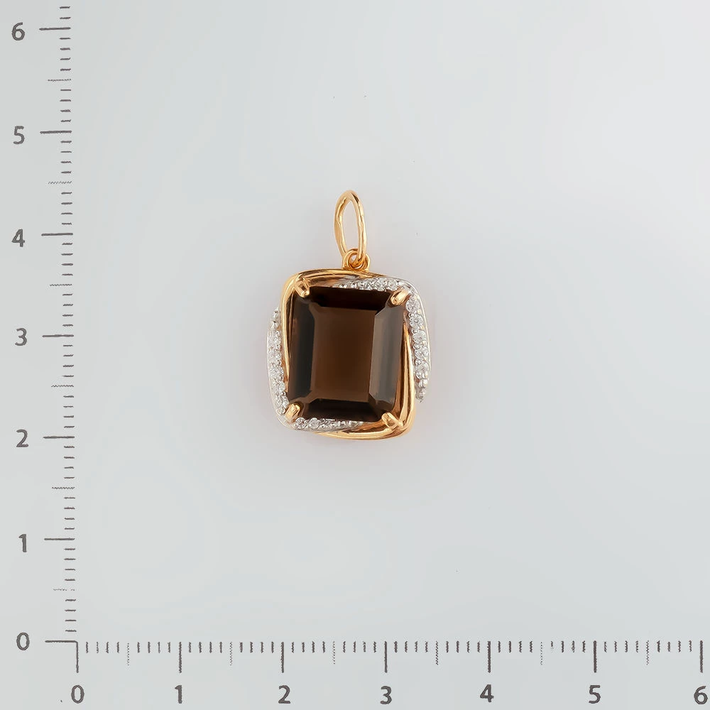 Подвес с раух-топазом из красного золота 585 пробы