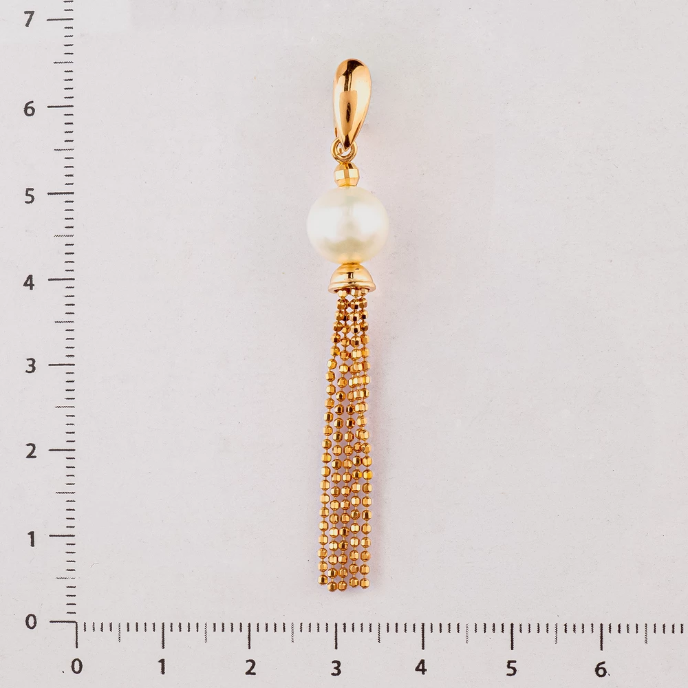 Подвес с культивированным жемчугом из красного золота 585 пробы