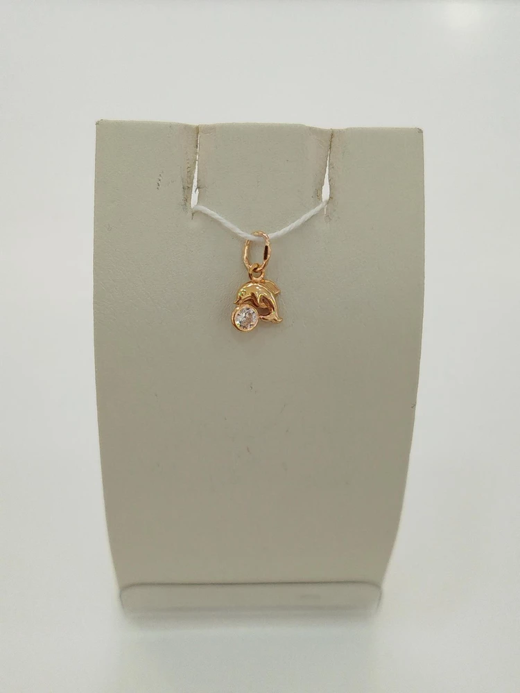 Подвес с фианитом из красного золота 585 пробы