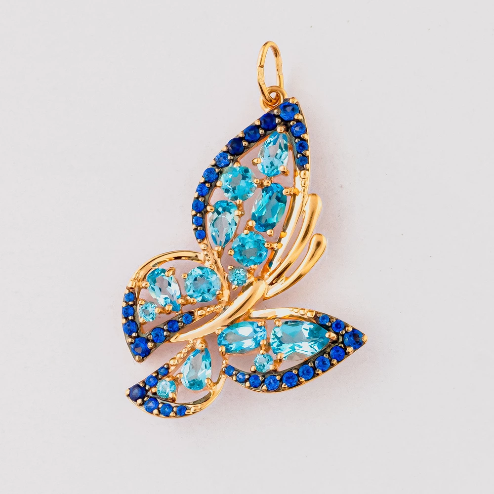 Подвес с топазом из красного золота 585 пробы