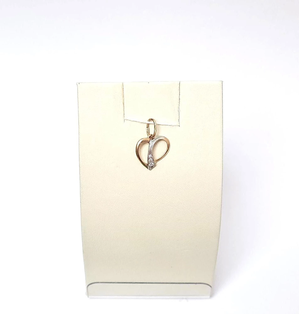 Подвес с фианитом из красного золота 585 пробы