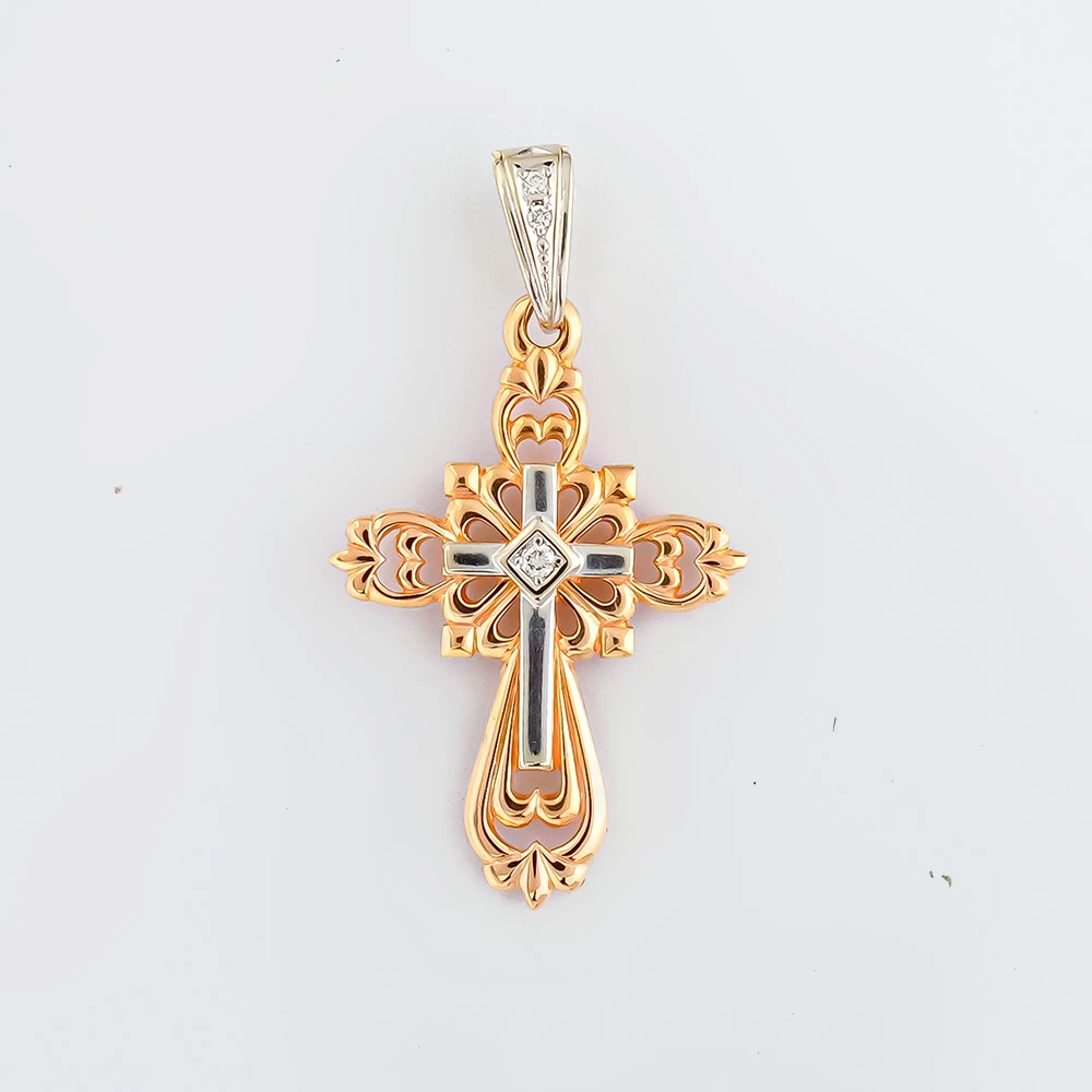 Подвес с бриллиантом из красного золота 585 пробы