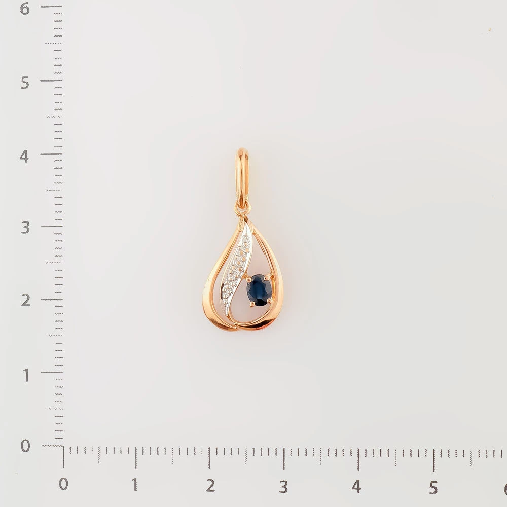 Подвес с сапфиром из красного золота 585 пробы