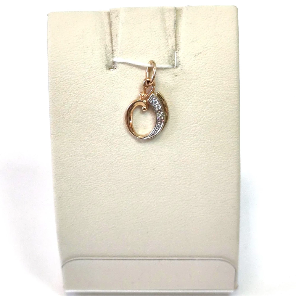 Подвес с фианитом из красного золота 585 пробы