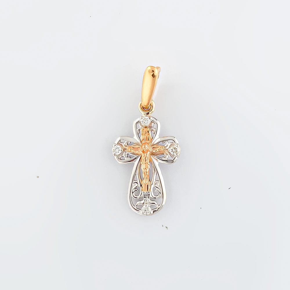 Подвес с бриллиантом из красного золота 585 пробы