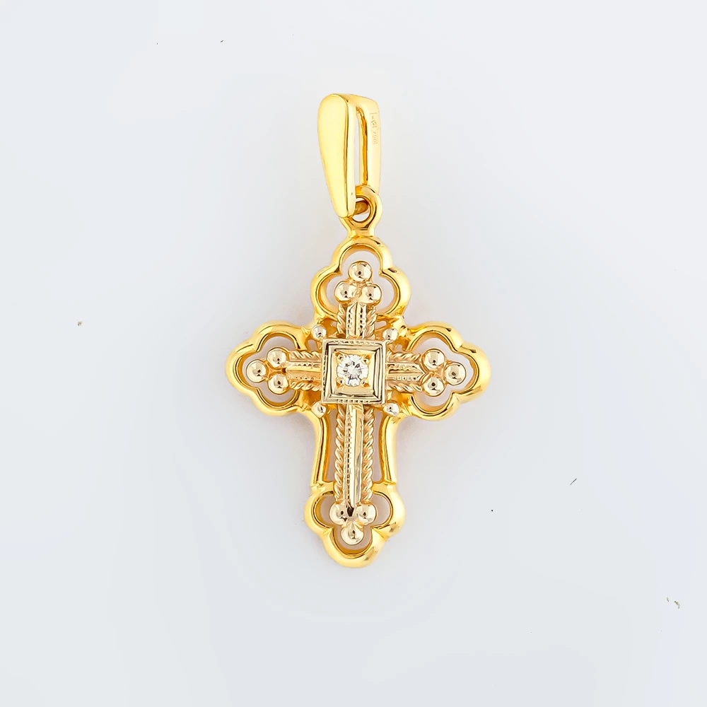 Подвес с бриллиантом из желтого золота 750 пробы