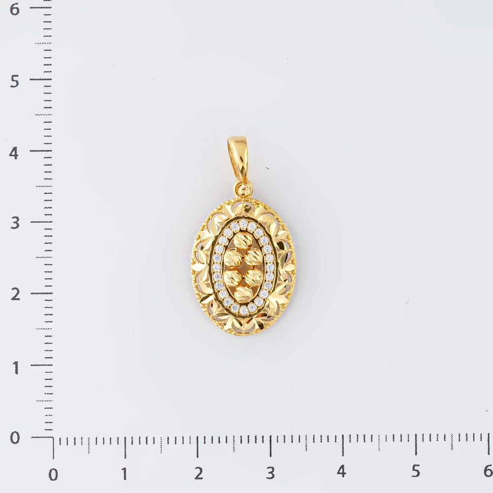 Подвес с фианитом из желтого золота 585 пробы 2