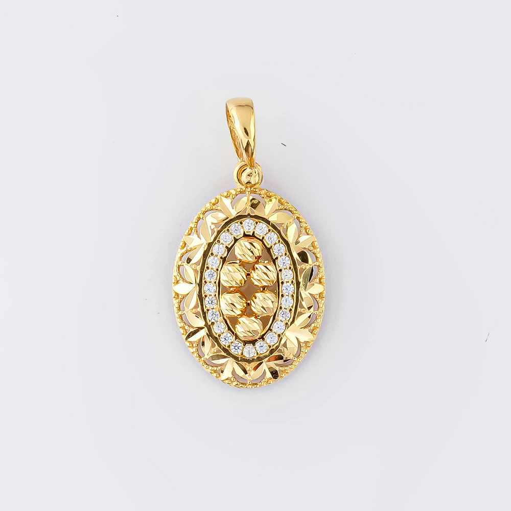 Подвес с фианитом из желтого золота 585 пробы 1