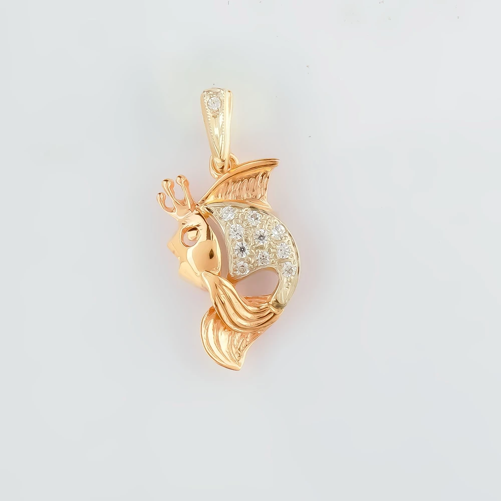 Подвес с фианитом из красного золота 585 пробы