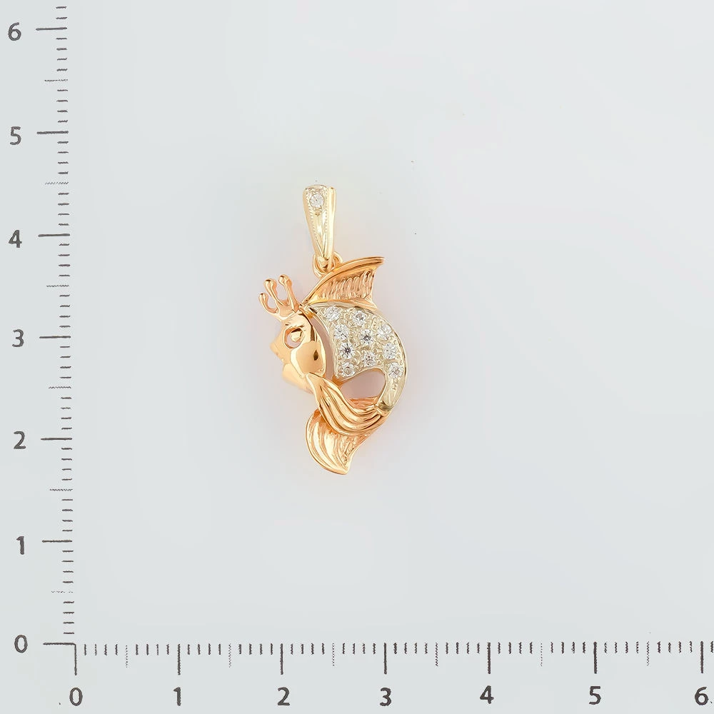 Подвес с фианитом из красного золота 585 пробы