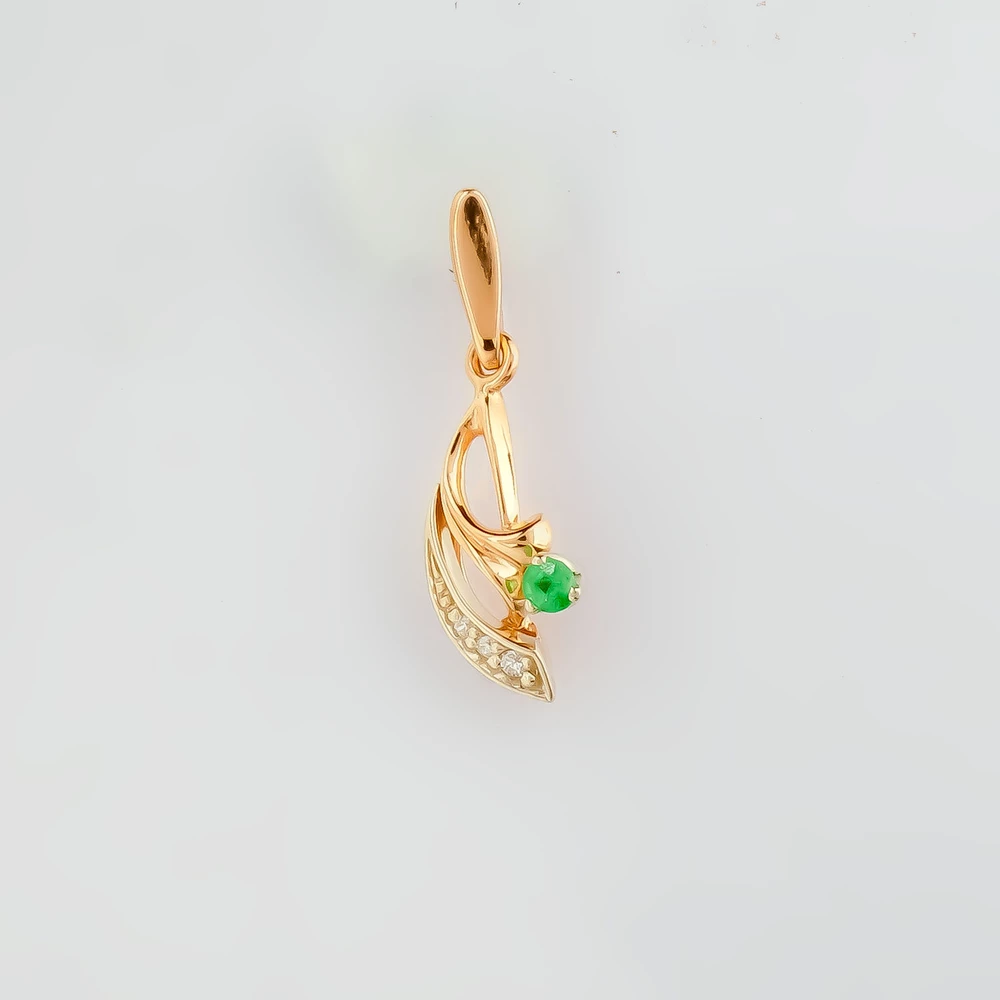 Подвес с изумрудом из красного золота 585 пробы