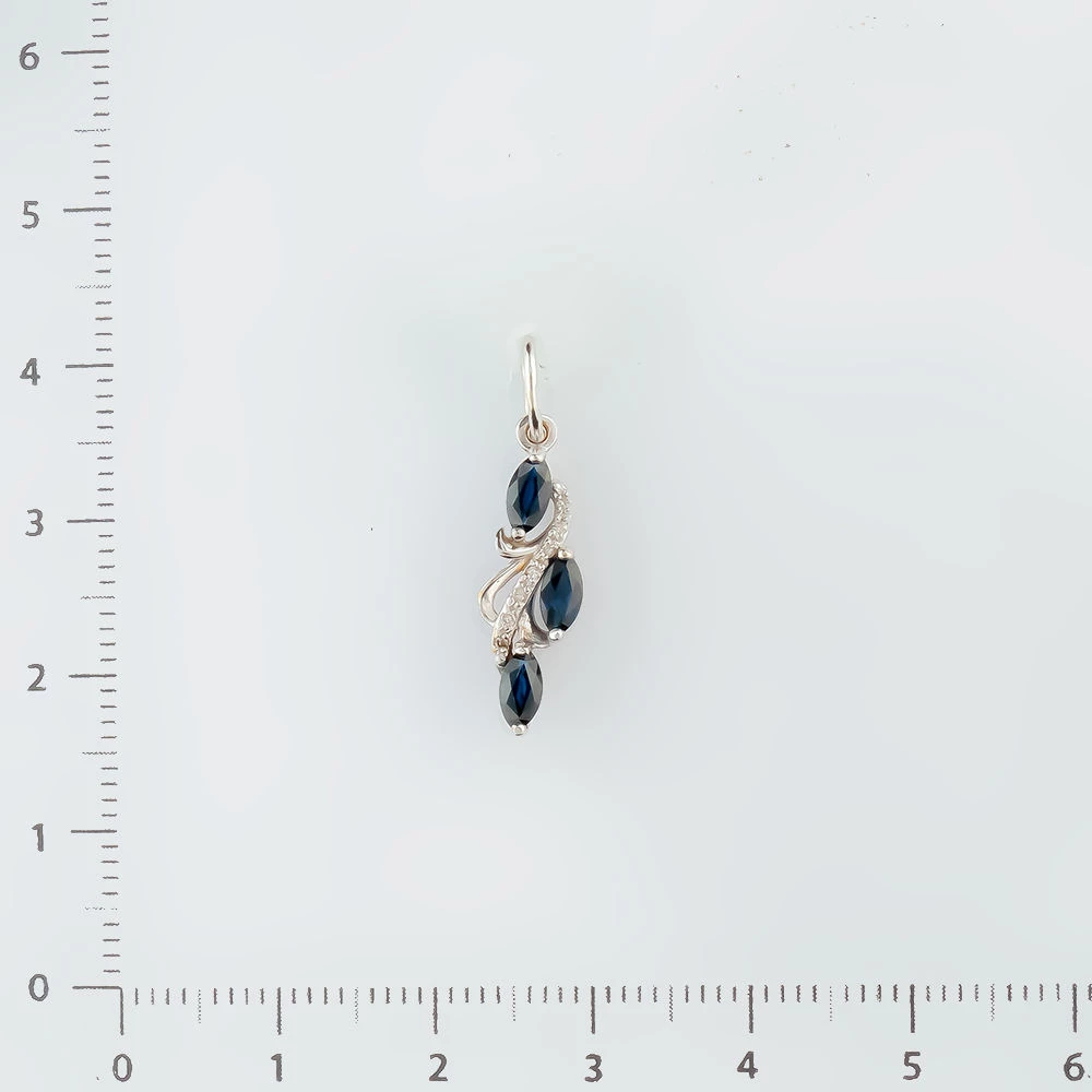 Подвес с сапфиром из белого золота 585 пробы