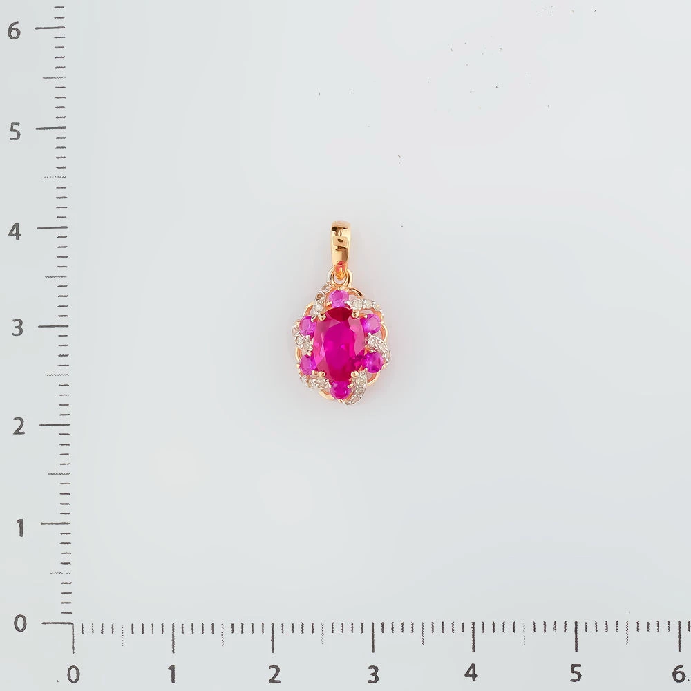 Подвес с рубином синтетическим из красного золота 585 пробы