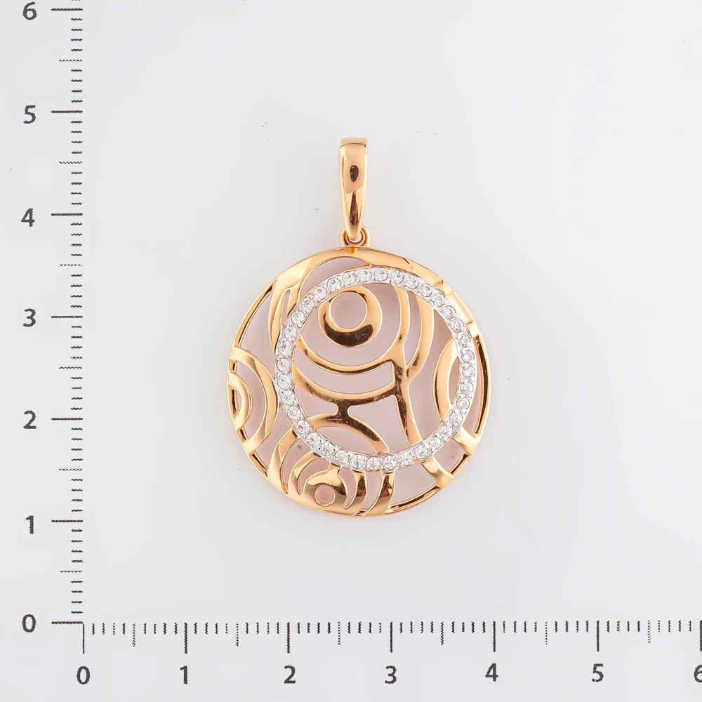 Подвес с фианитом из красного золота 585 пробы