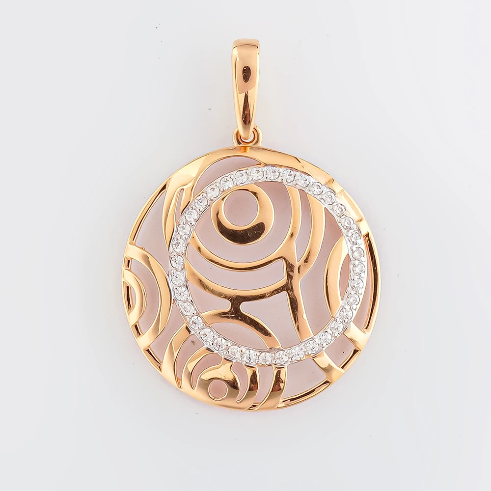 Подвес с фианитом из красного золота 585 пробы