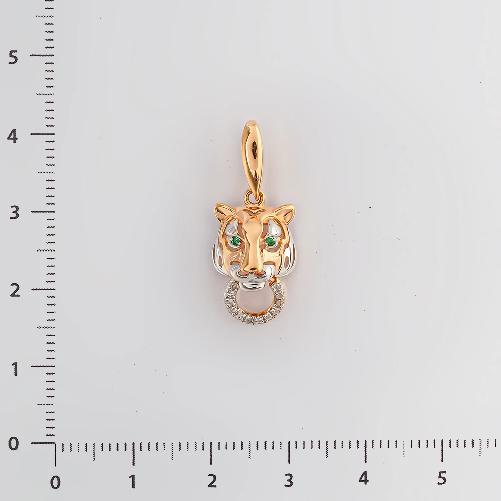 Подвес с изумрудом из красного золота 585 пробы