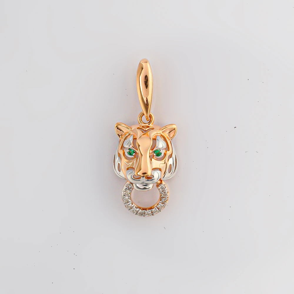 Подвес с изумрудом из красного золота 585 пробы