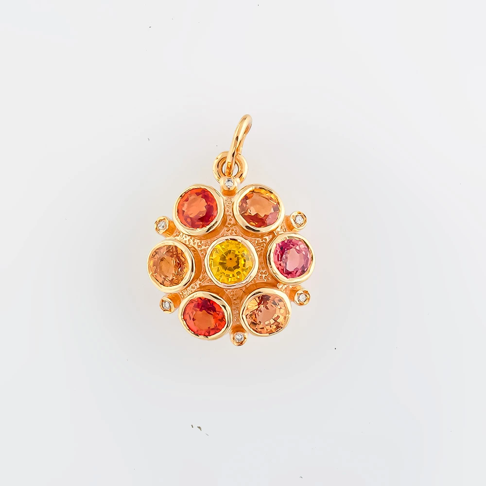 Подвес с топазом из красного золота 585 пробы