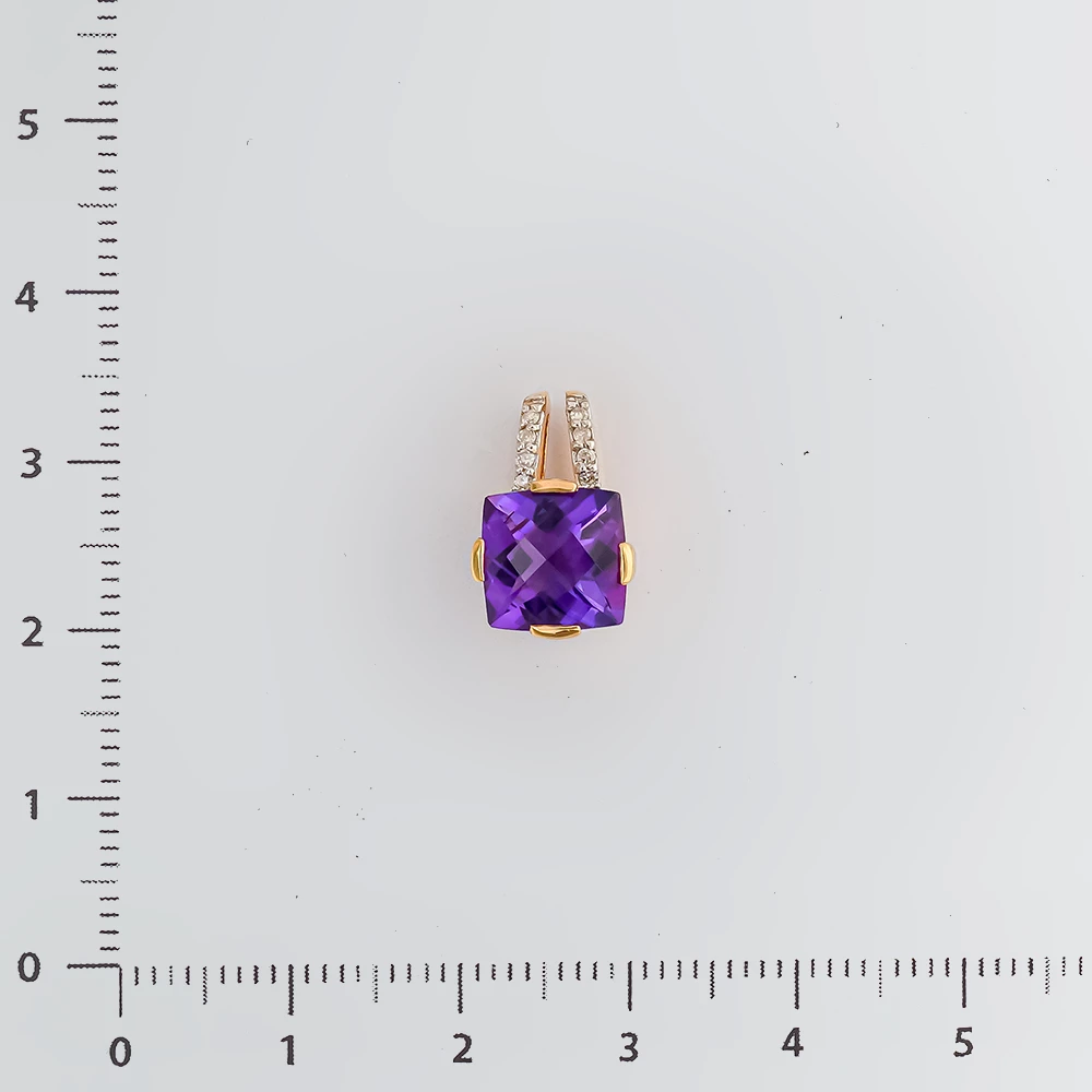Подвес с аметистом из красного золота 585 пробы