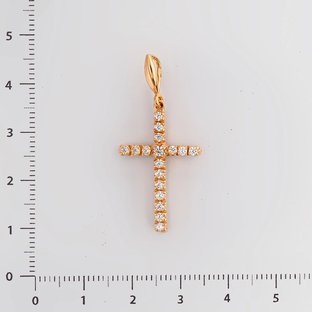 Подвес с фианитом из красного золота 585 пробы