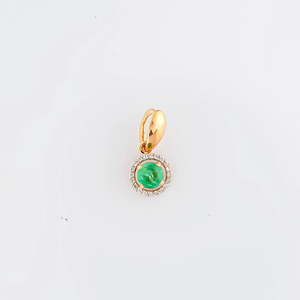 Подвес с изумрудом из красного золота 585 пробы