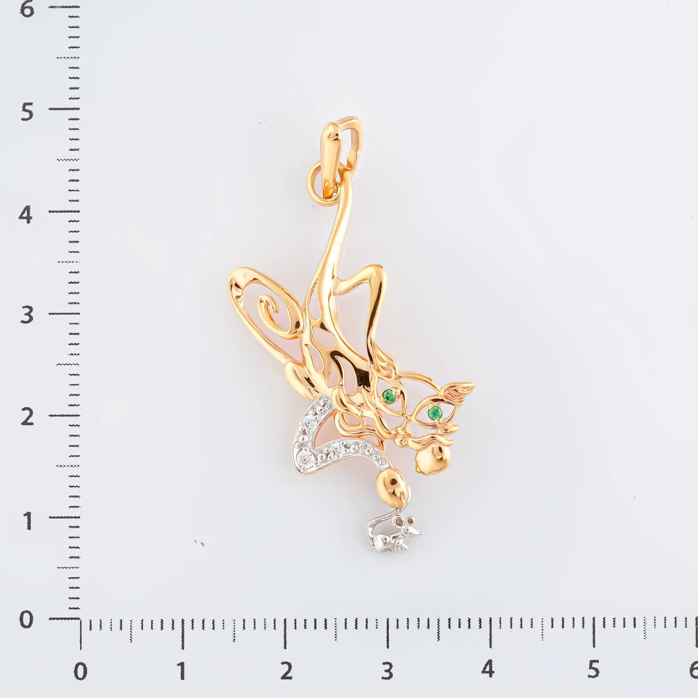 Подвес с фианитом из красного золота 585 пробы