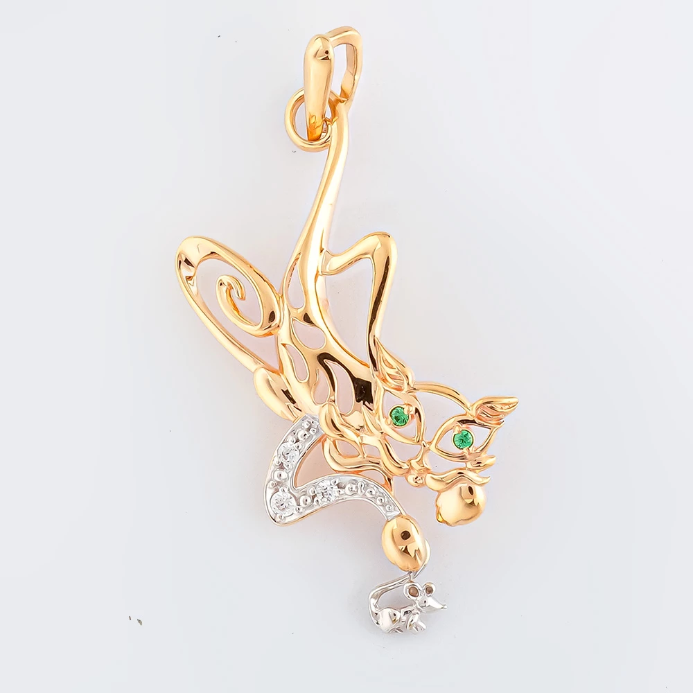 Подвес с фианитом из красного золота 585 пробы