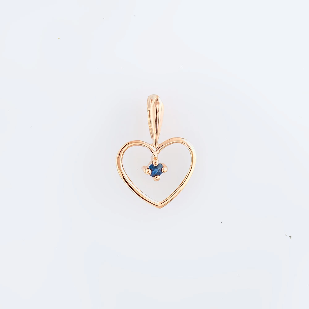 Подвес с сапфиром из красного золота 585 пробы